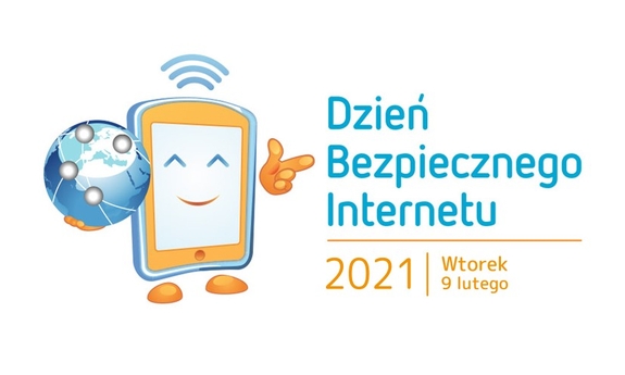 Obraz przedstawia logo dnia bezpiecznego internetu. Na obrazku widać napis &quot;Dzień bezpiecznego internetu 2021&quot;